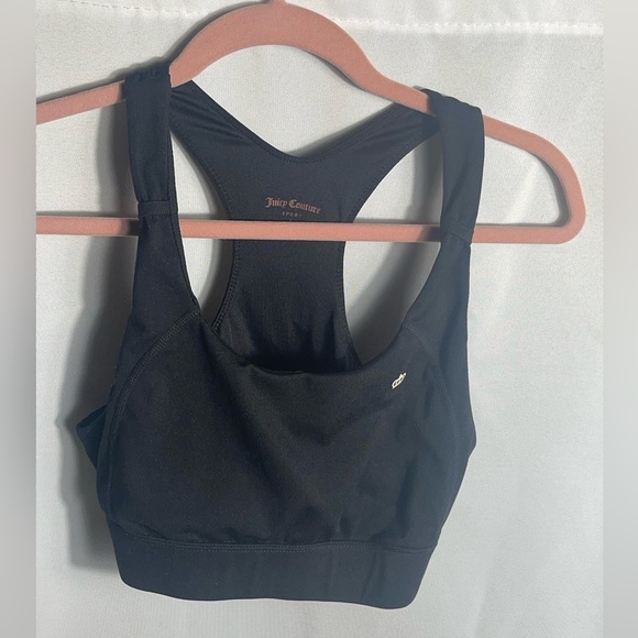 Juicy Couture Sport Black Racerback Sports Bra Crown Logo Size L - Picture 1 of 8